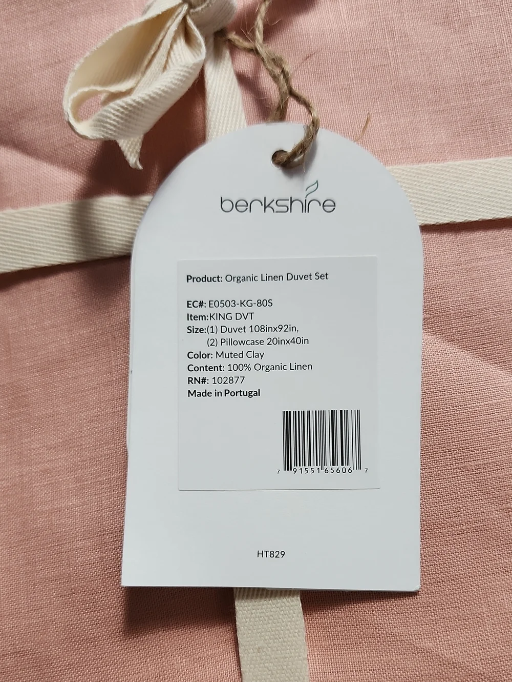 Berkshire 100% Organic Linen Duvet and Pillowcase Set - Dusty Rose Color- KING